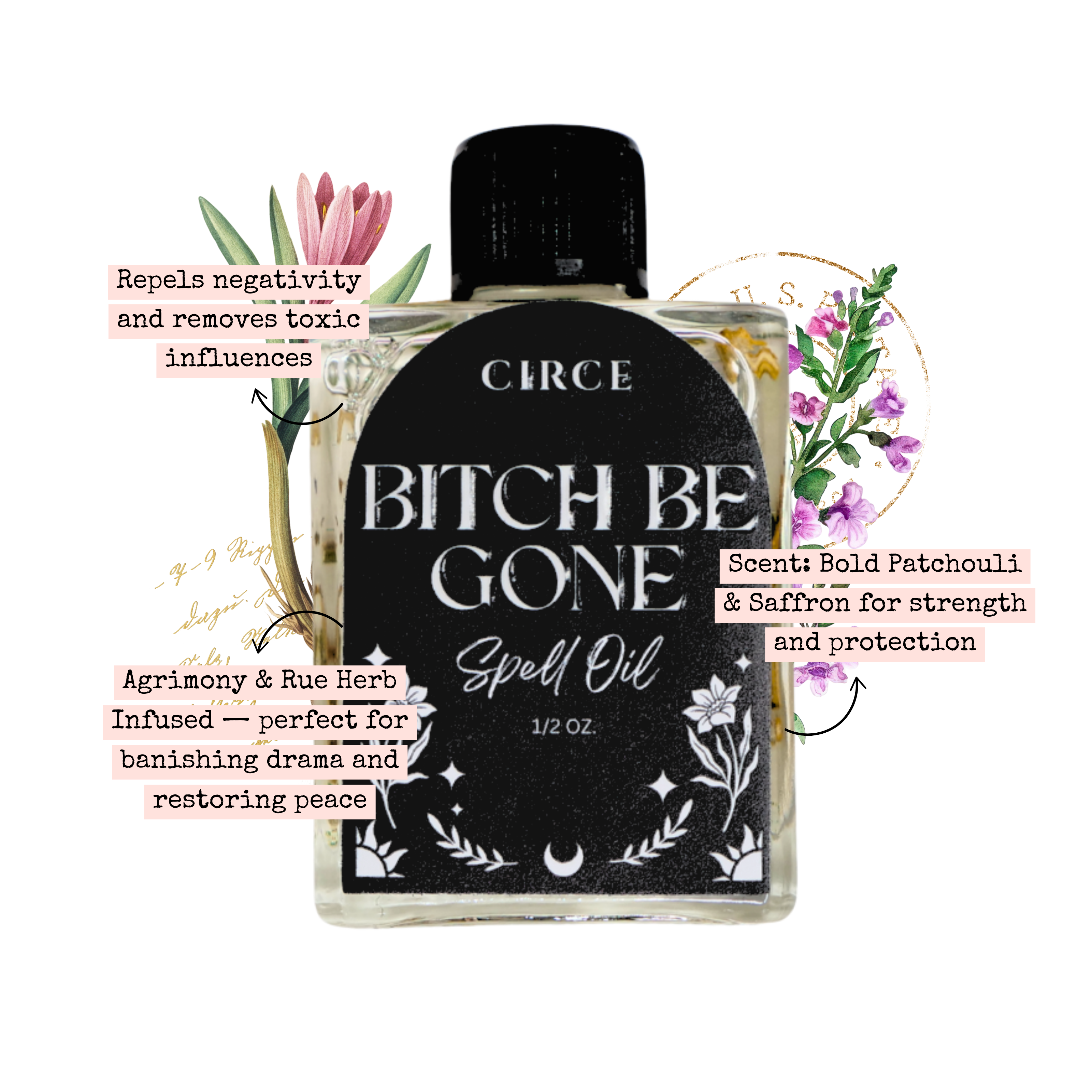 CIRCE Bitch Be Gone Spell Oil 1/2 oz.