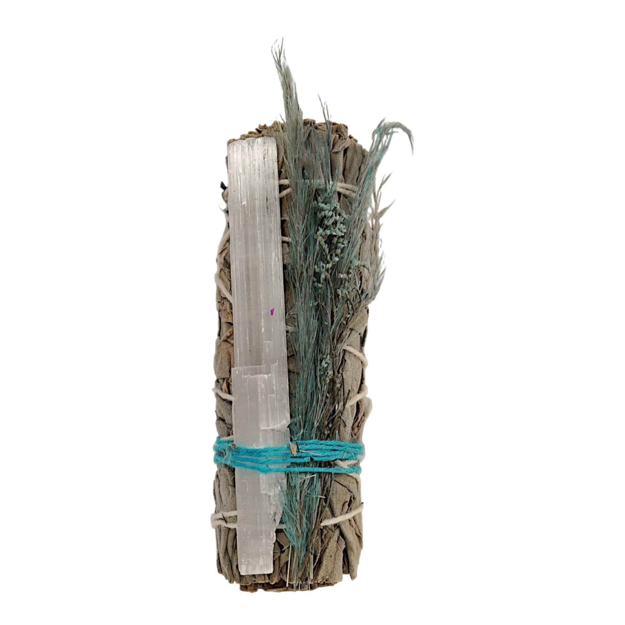 Regal Rebel 22 presents The White Sage, Selenite & Blue Floral Smudge Bundle (4")