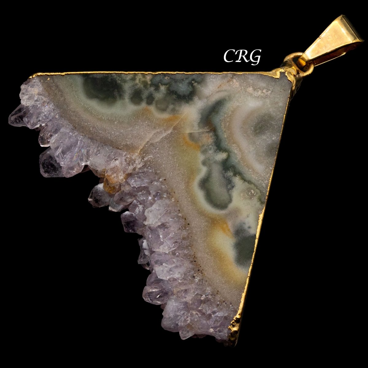 Regal Rebel 22 presents The Amethyst Triangle Slice Pendant with Gold Plating (4 Pieces) Size 40 to 50 mm Crystal Jewelry Charm