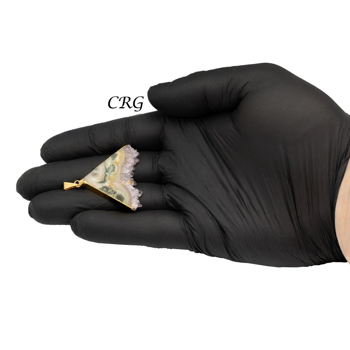 Regal Rebel 22 presents The Amethyst Triangle Slice Pendant with Gold Plating (4 Pieces) Size 40 to 50 mm Crystal Jewelry Charm