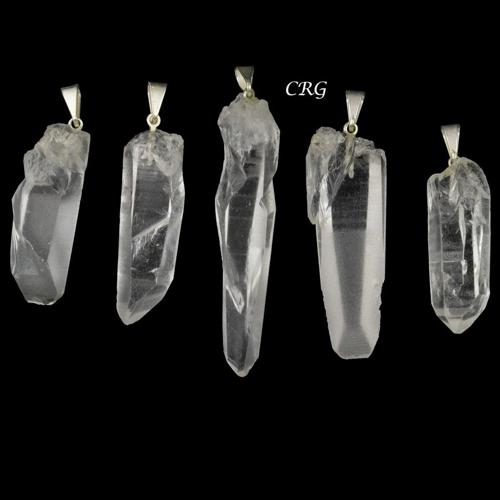 Regal Rebel 22 presents The Lemurian Quartz Point Pendants with Silver Bail (5 Pieces) Size 25 to 45 mm Crystal Jewelry Charm