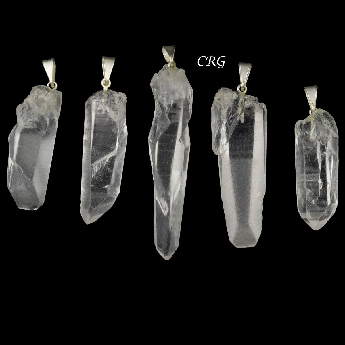 Regal Rebel 22 presents The Lemurian Quartz Point Pendants with Silver Bail (5 Pieces) Size 25 to 45 mm Crystal Jewelry Charm