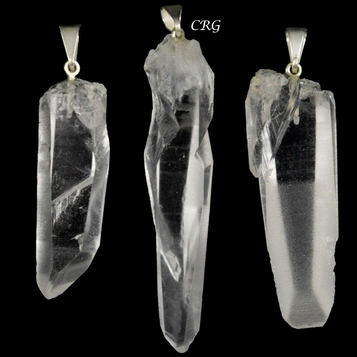 Regal Rebel 22 presents The Lemurian Quartz Point Pendants with Silver Bail (5 Pieces) Size 25 to 45 mm Crystal Jewelry Charm