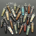 Regal Rebel 22 presents The Mixed Gemstone Obelisk Double Point Pendants with 7 Stone Detail (4 Pieces) (2 Inches)