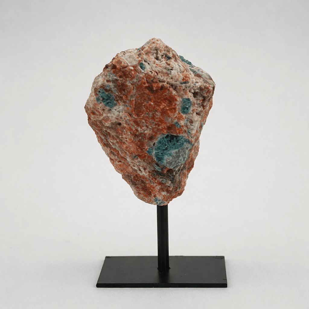 Regal Rebel 22 presents The Rough Apatite on Calcite Matrix on Metal Stand