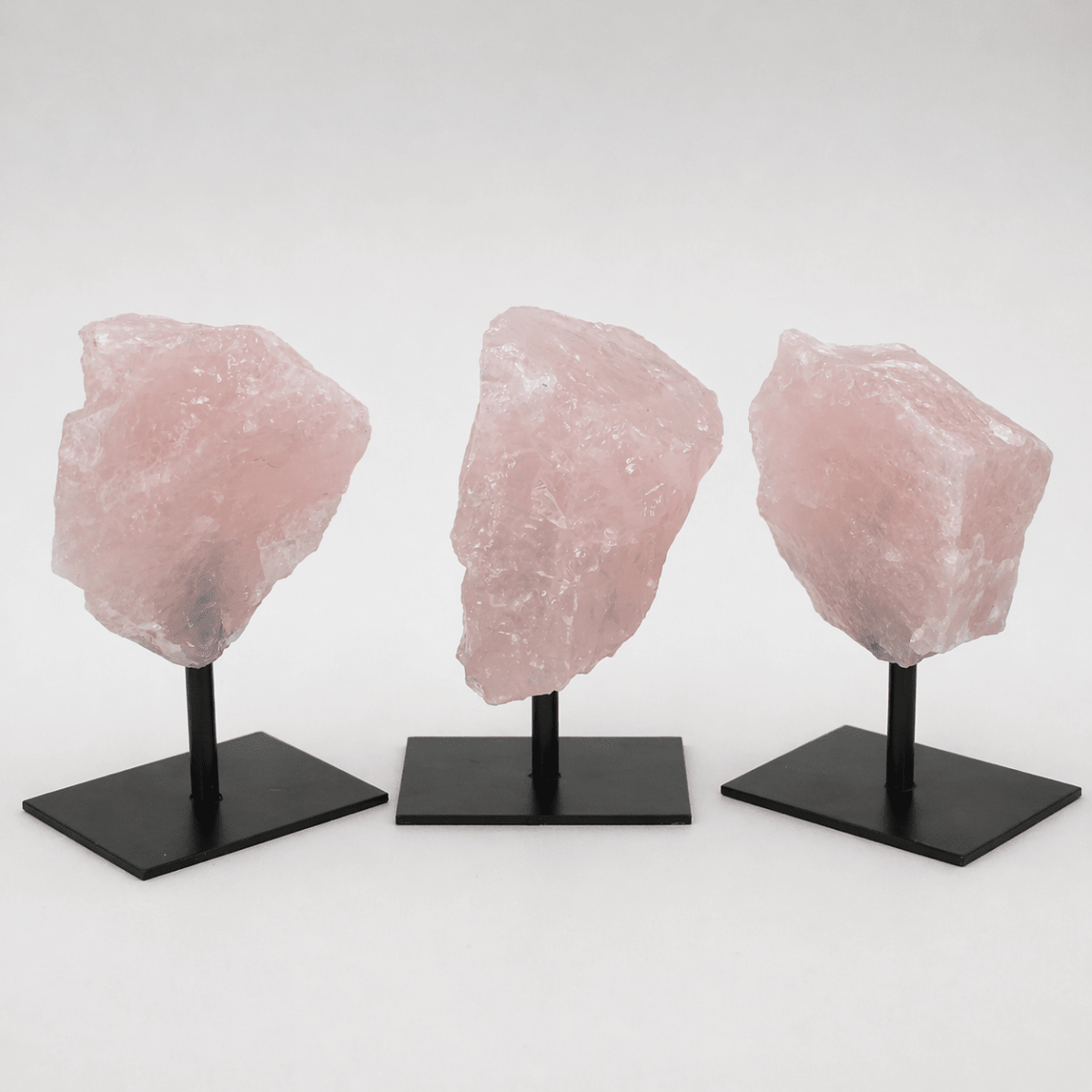 Regal Rebel 22 presents The Rough Rose Quartz on Metal Stand